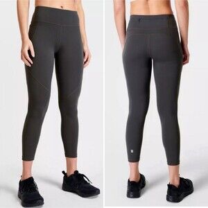 Sweaty Betty Power Leggings Yoga Pants Slate Grey 7/8 Length Pockets Active sz 6